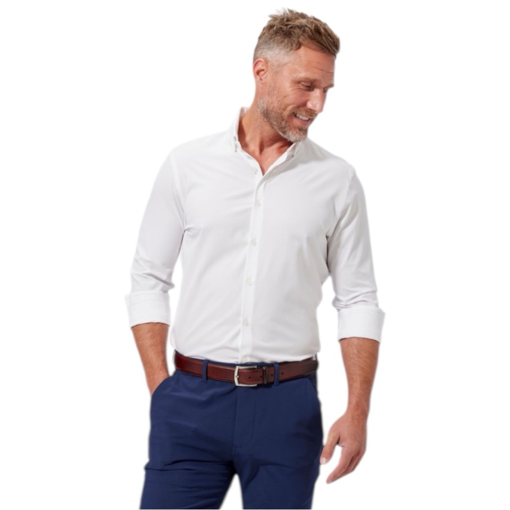 Mizzen + Main Performance Men’s Solid White Butto… - image 1